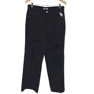 Pacsun Womens High Rise Button Fly Distressed Baggy Jeans Eco Black Size‎ 30 NWT